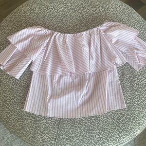 Striped, off the shoulder Wayf top